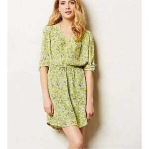 Maeve by Anthropologie Galen Ray of Sunshine Yellow Floral Mini Dress Small